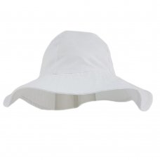 02661-White: Infants Plain White Wide Brim Hat (1-4 Years)